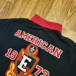 American Rugby Polo Shirt Men XL Black 90s Design Streetwear‎ Evolution Design